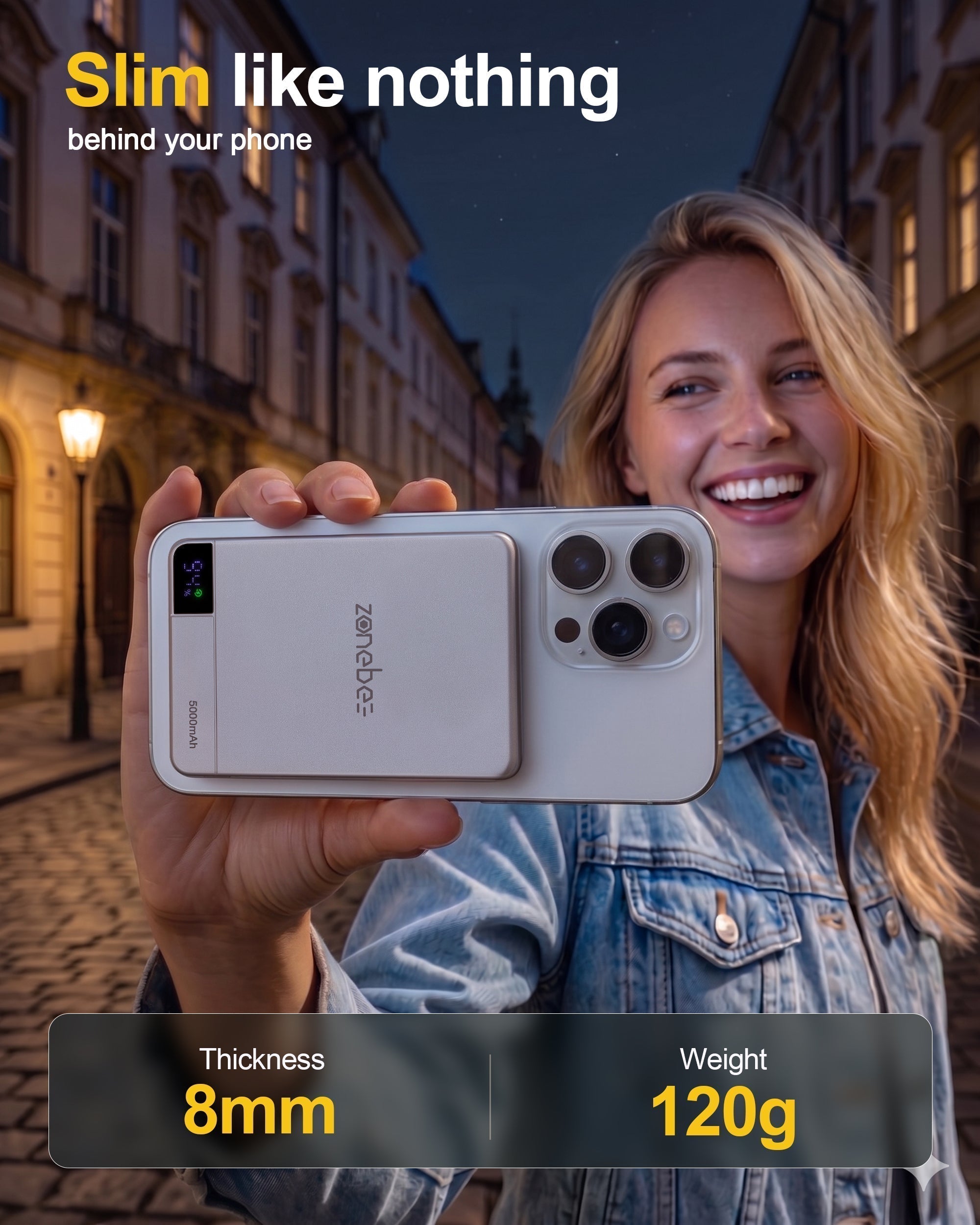 Zonebee Slim Power Bank: Lightweight Wireless Charging