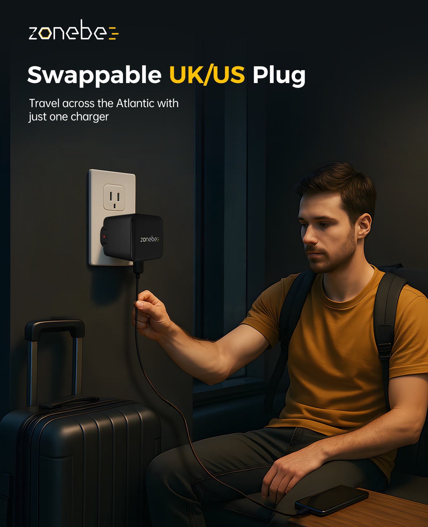 35W GaN Fast Charger with Retractable Cable