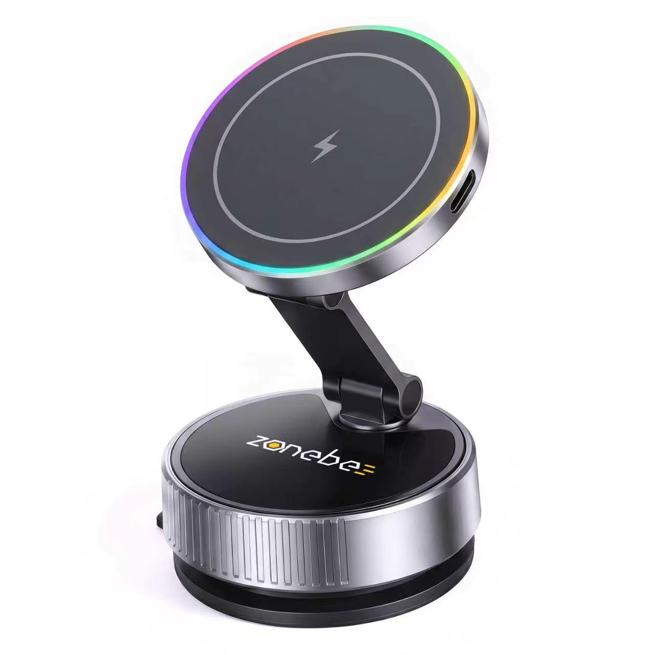 15W Ultra-Fast Qi2 Magnetic Car Charger with Suction Base